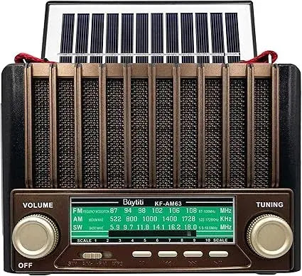 Radio Recargable con Panel Solar y Potente Reflector (Florencia)/FM/AM/Bluetooth/SW KTF-1428