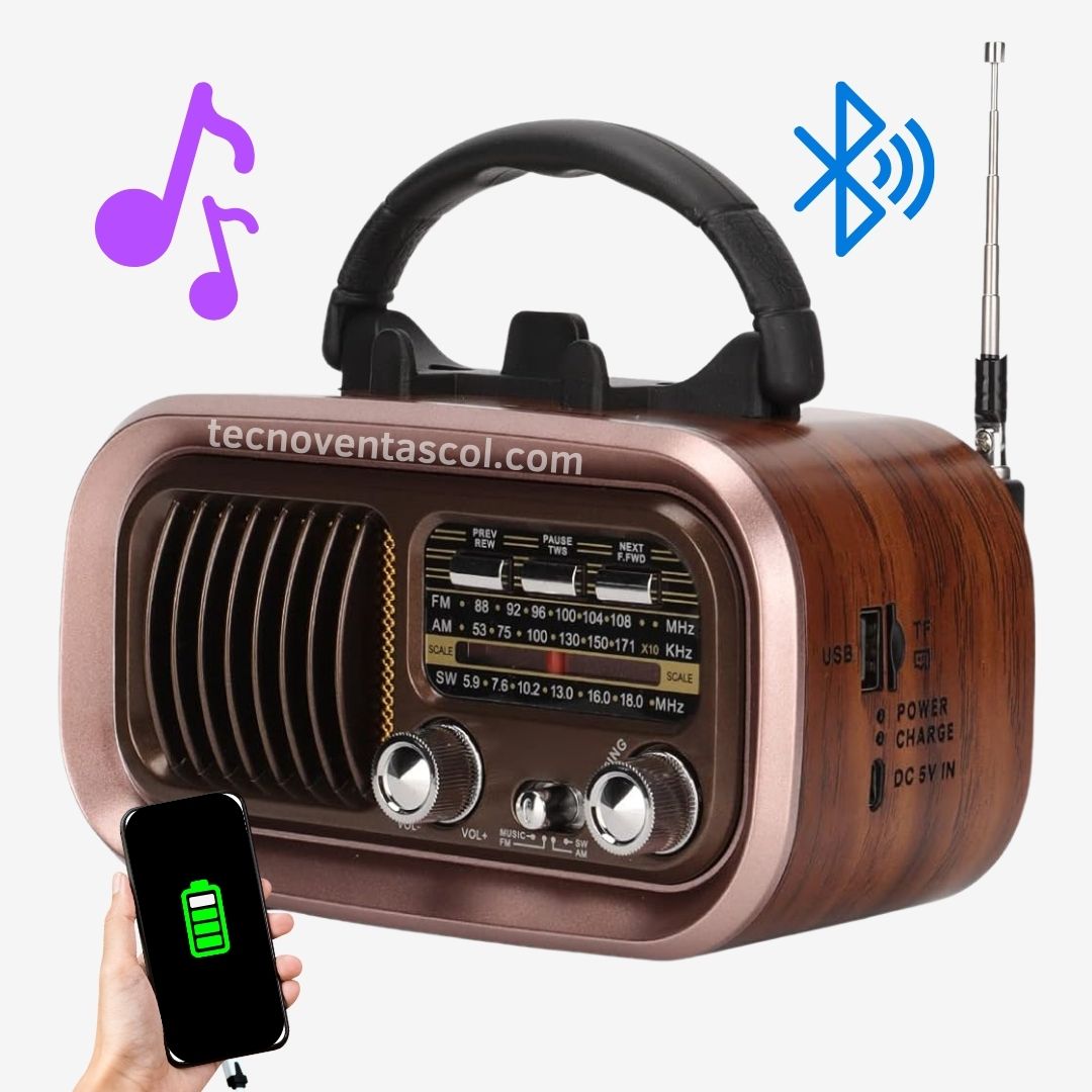 Compre Radio De Estilo Antiguo Am/fm/sw Con Batería Recargable, Altavoz  Plegable Bluetooth Del Panel Solar y Radio de China por 7 USD