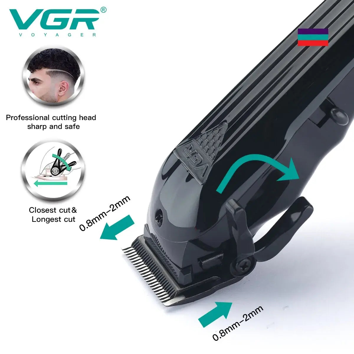 Máquina VGR Black  recortadora de cabello inalámbrica recargable - uso profesional o casero