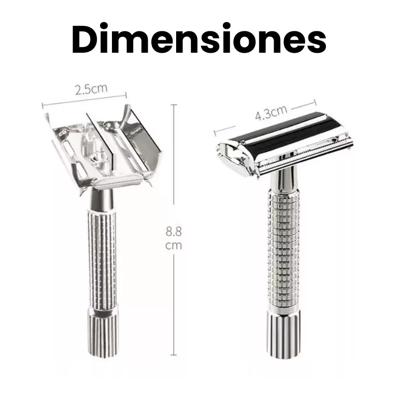 Máquina de Afeitar Clásica Metálica Estuche con Espejo/ Acero Inoxidable/ Metálica/ Cuchillas Intercambiables