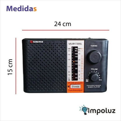 ☀️Radio solar Premium portátil con control remoto, entrada Karaoke,  carga celulares, Reflector /AM/FM/SW/ USB/MP3/Bluetooth/ audífonos tk