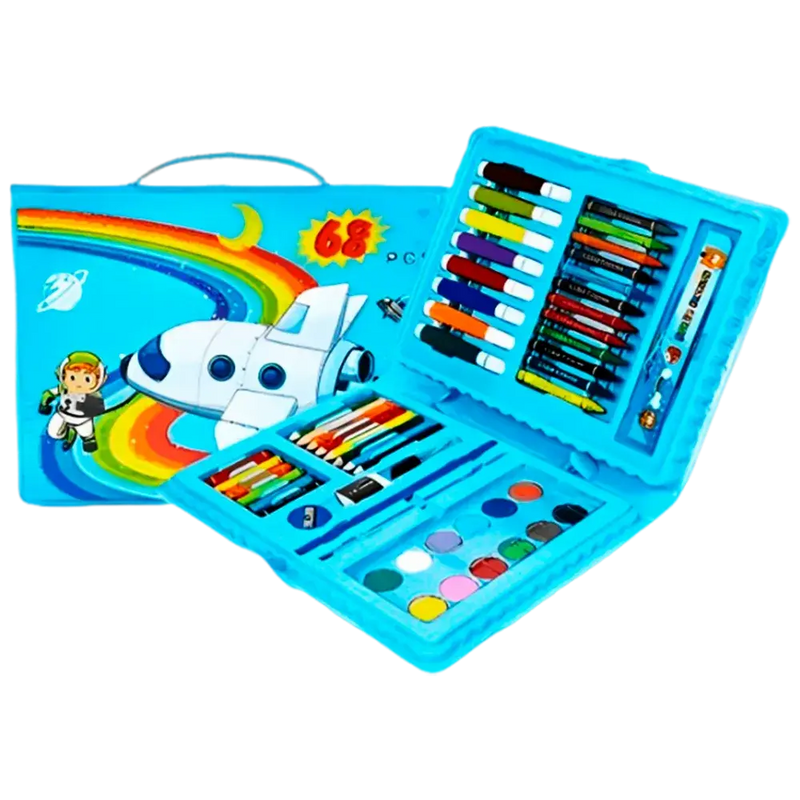 Set De Arte Para Niños 68 Piezas + Estuche Colores Crayones