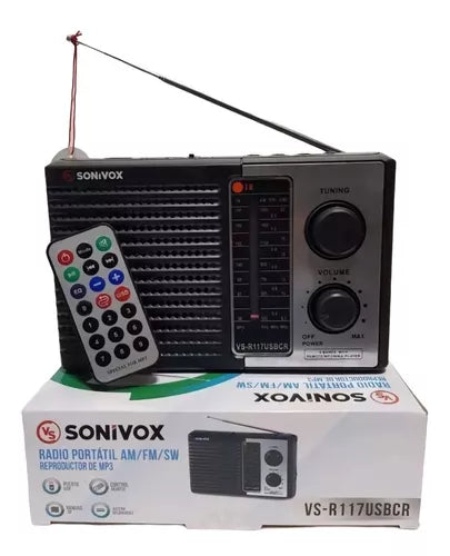 ☀️Radio solar Premium portátil con control remoto, entrada Karaoke,  carga celulares, Reflector /AM/FM/SW/ USB/MP3/Bluetooth/ audífonos tk