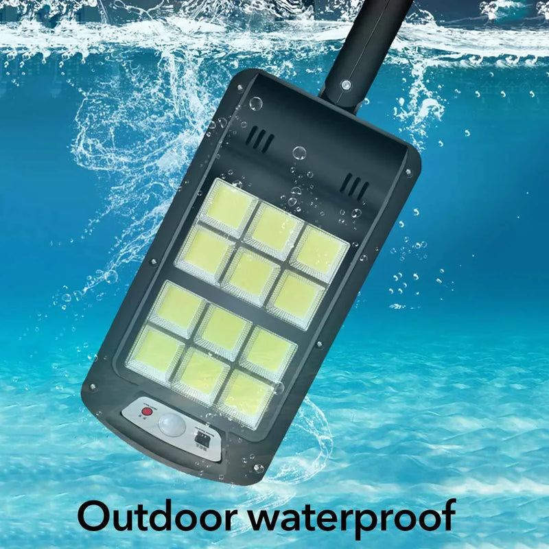 Lámpara XL exterior, panel solar, sensor de movimiento, impermeable a prueba de agua, 240 COB, 1200 WATT, Control remoto