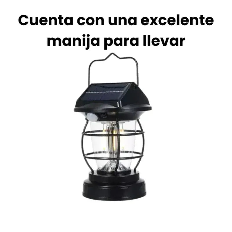 Lámpara Vintage 2 en 1 Con Panel Solar/ Carga Solar/ Soporte para Pared/ 4 modos de iluminación/ Sensor de Movimiento/ Resistente al agua/ Jardin