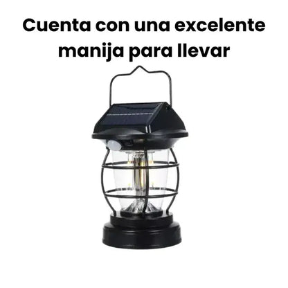 Lámpara Vintage 2 en 1 Con Panel Solar/ Carga Solar/ Soporte para Pared/ 4 modos de iluminación/ Sensor de Movimiento/ Resistente al agua/ Jardin