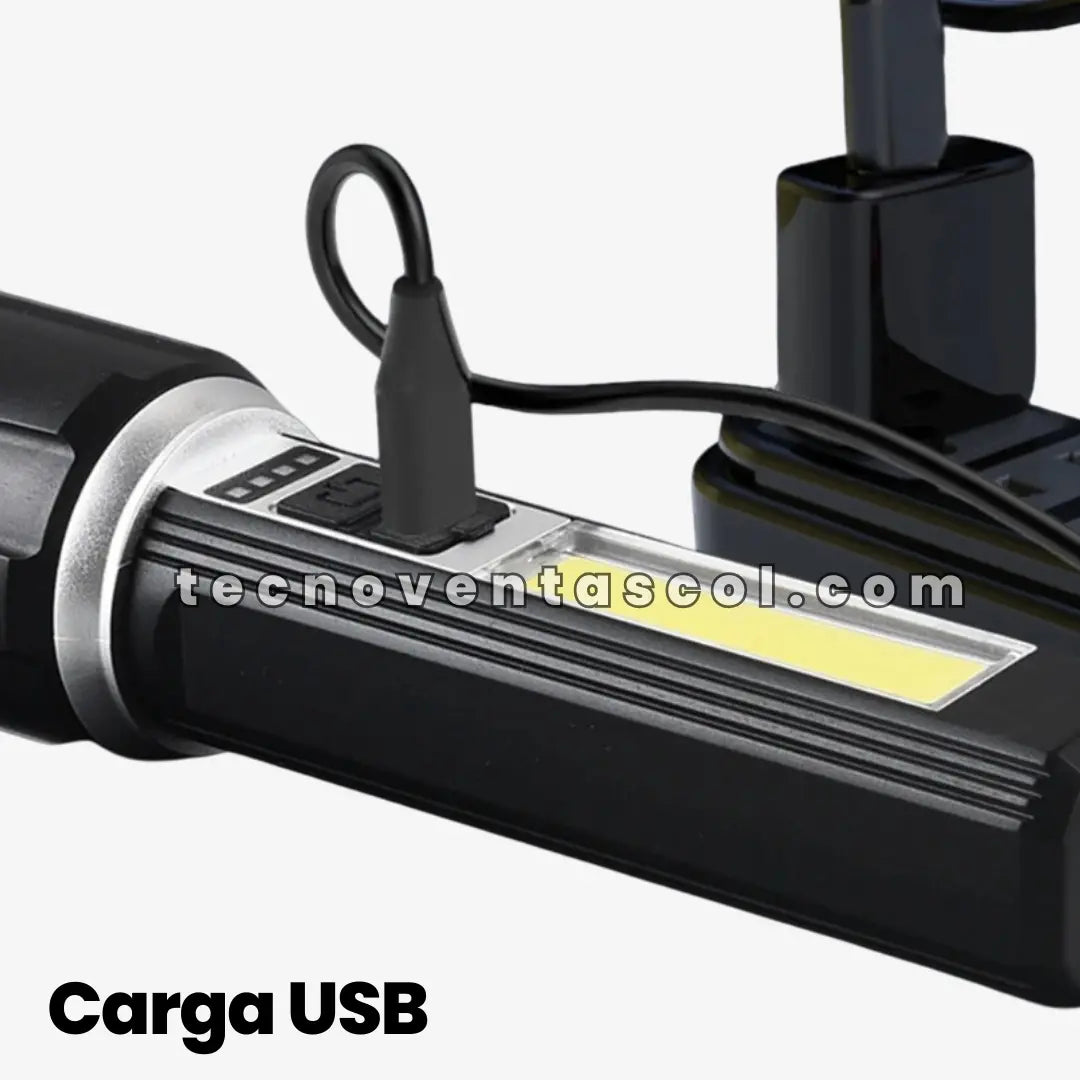 Linterna Centinela con Zoom - recargable con panel solar - carga celulares-, 8 horas de carga, EXTRA Potencia multifuncional