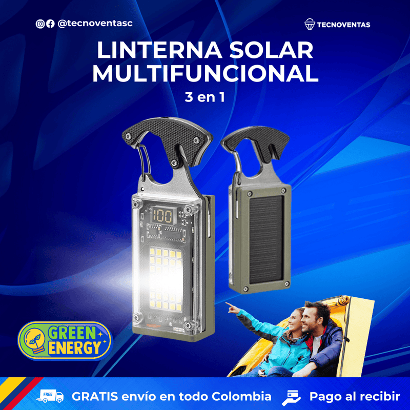 Reflector Solar indestructible 5 en 1,  resistente al agua, cuchilla, destornillador, gancho llavero