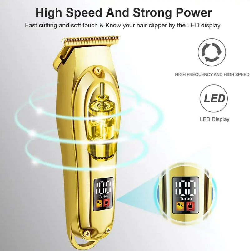 Máquina corta todo inalámbrica  Turbo GOLD  ORIGINAL con Pantalla LED uso profesional o casero HTC + Navaja de Afeitar GRATIS