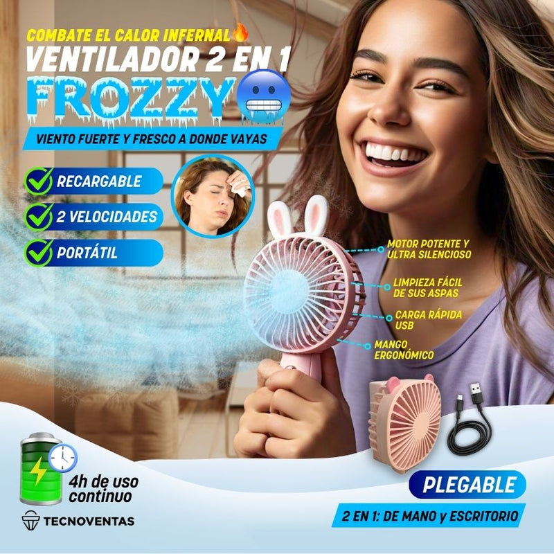 Ventilador de mano Frozzy🥶 2 en 1 recargable ¡Olvídate del calor!🥵🔥