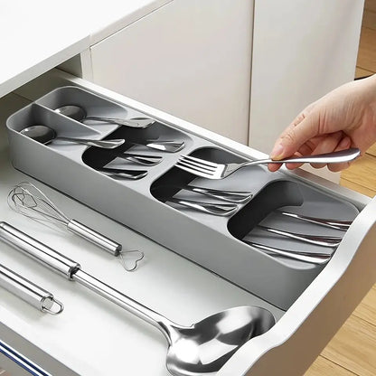 Kit Organizador de cubiertos + organizador de cuchillos, múltiples compartimentos, base antideslizante