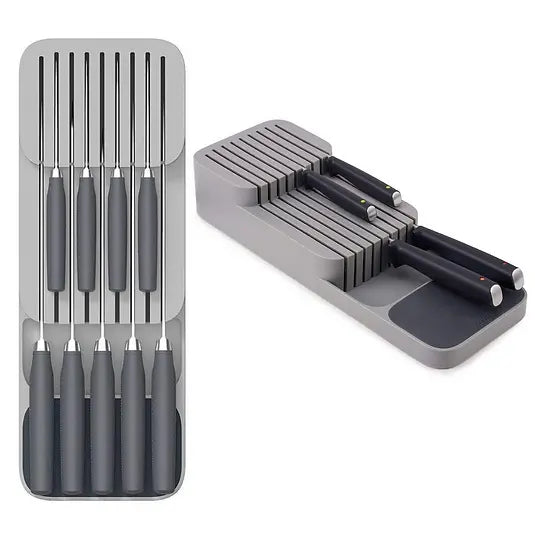 Kit Organizador de cubiertos + organizador de cuchillos, múltiples compartimentos, base antideslizante