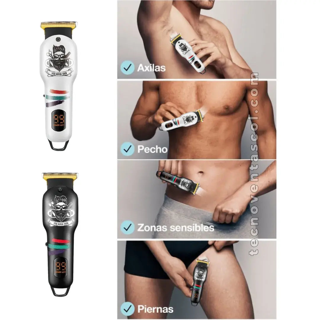 Máquina corta todo inalámbrica VGR Barber ORIGINAL con Pantalla LED uso profesional o casero + Navaja de Afeitar GRATIS