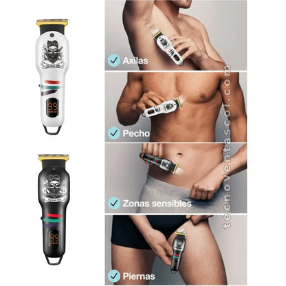 Máquina corta todo inalámbrica VGR Barber ORIGINAL con Pantalla LED uso profesional o casero + Navaja de Afeitar GRATIS