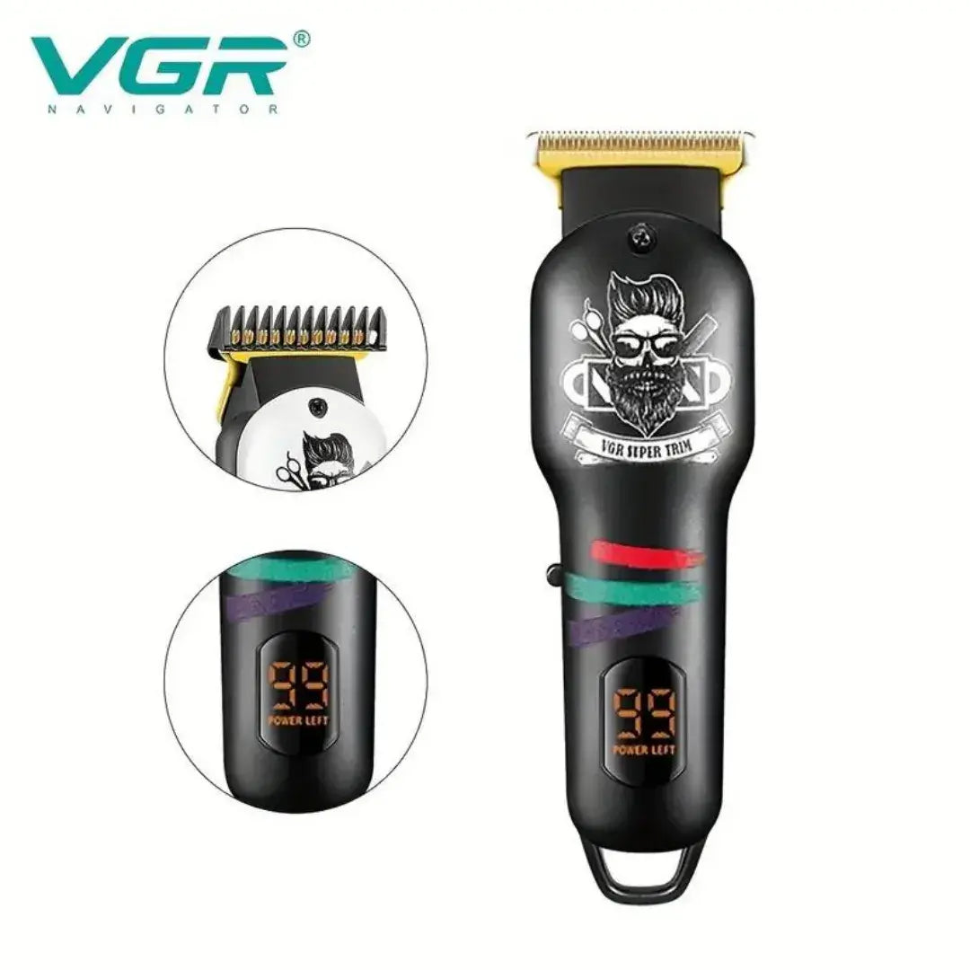 Máquina corta todo inalámbrica VGR Barber ORIGINAL con Pantalla LED uso profesional o casero + Navaja de Afeitar GRATIS