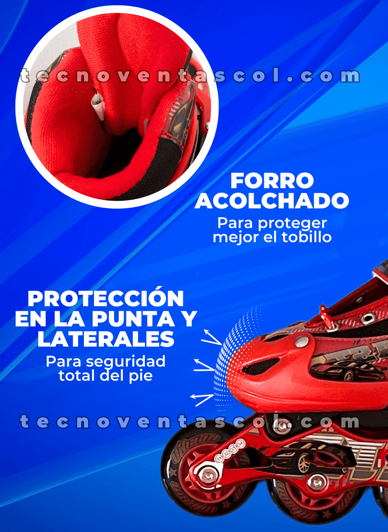 Patines semiprofesionales  2 en 1 ajustables con luces, chasis en aluminio GRATIS KIT DE SEGURIDAD