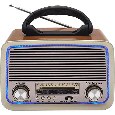 Radio Clásico Recargable con luz LED AM/FM/SW y Bluetooth/USB MP3 - Tecnoventas