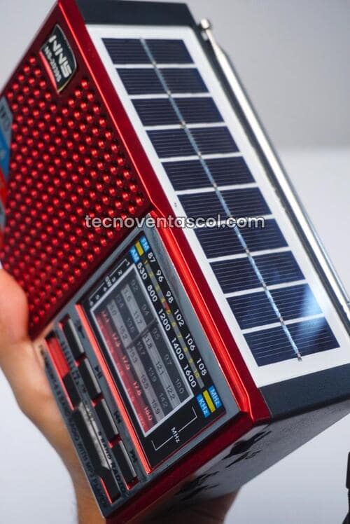 Radio Berlín con Panel solar, Power Bank, Reflector, Bluetooth, USB, SD - Tecnoventas