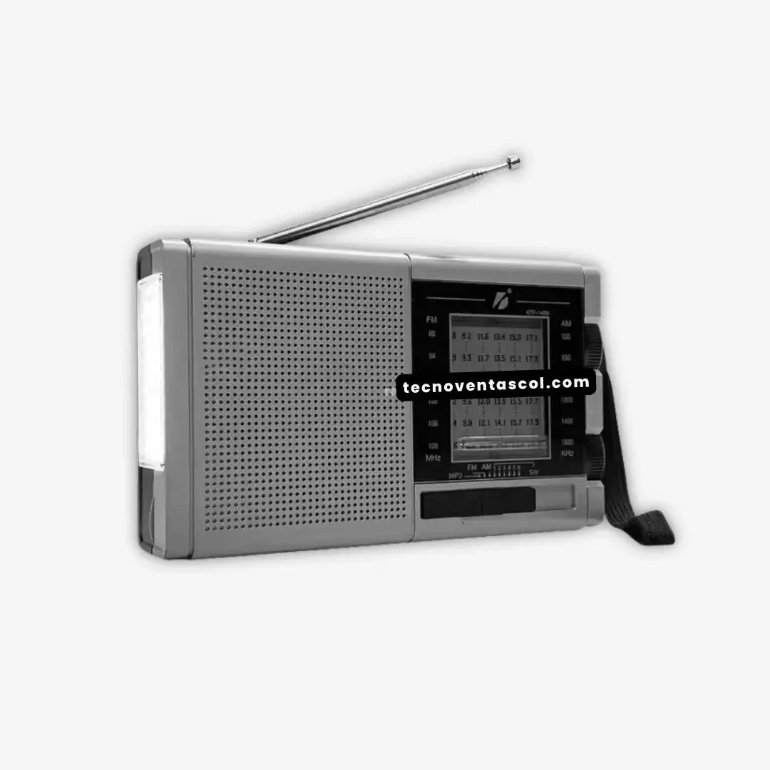 Radio solar Carga celular, con con reflector, AM, FM, SW, USB, SD, Bluetooth recargable (Radio Portugal)