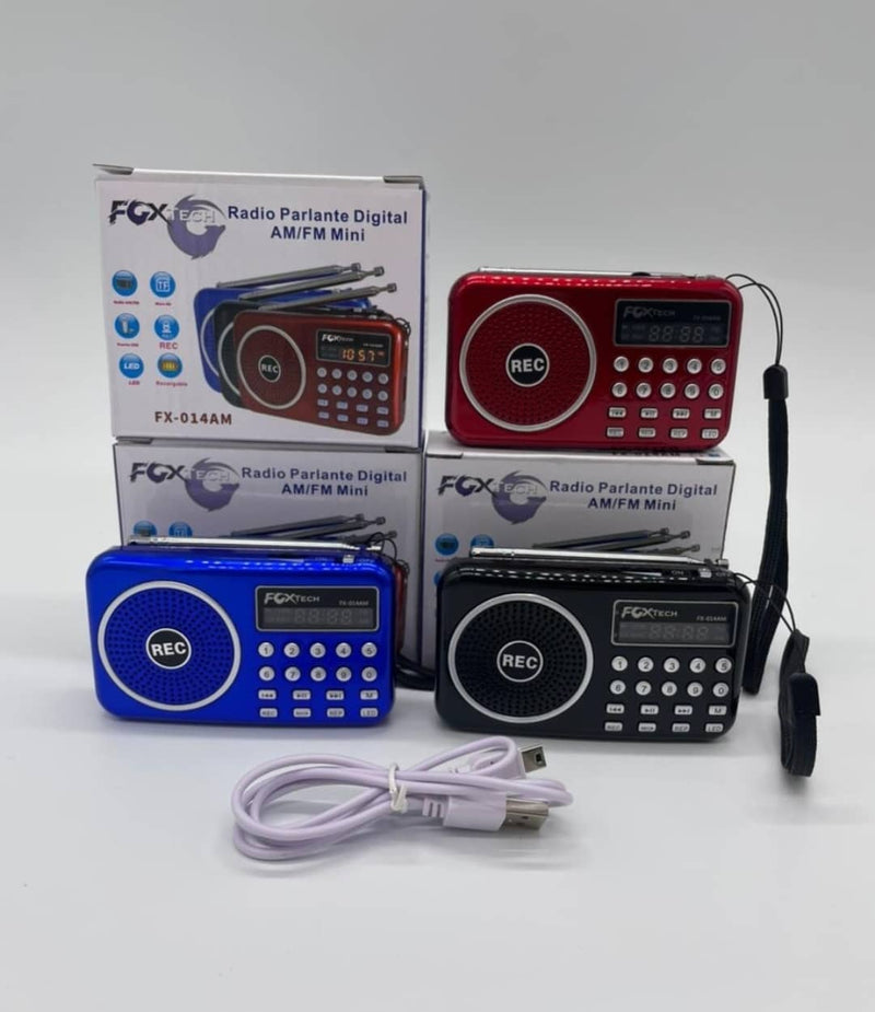 Radio portátil con linterna, FM, AM, USB, SD, batería recargable - Radio Nuevo Dubai - Tecnoventas