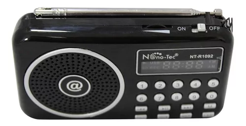 Radio portátil con linterna, FM, AM, USB, SD, batería recargable - Radio Nuevo Dubai - Tecnoventas