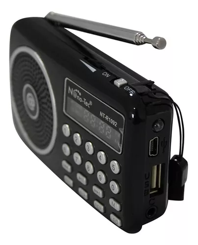 Radio portátil con linterna, FM, AM, USB, SD, batería recargable - Radio Nuevo Dubai - Tecnoventas