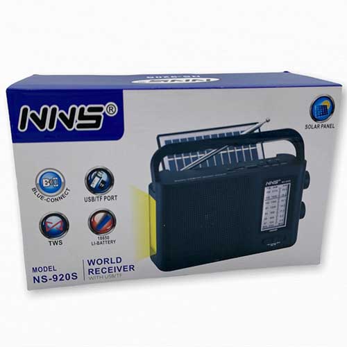 Radio New Solar Black con panel solar, Powerbank, Reflector, Bluetooth, USB, SD - Tecnoventas