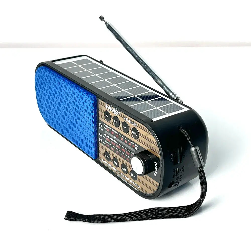 Radio Malibú panel solar, potente linterna, bluetooth, carga celulares, radio AM, FM, SW, USB, SD tk