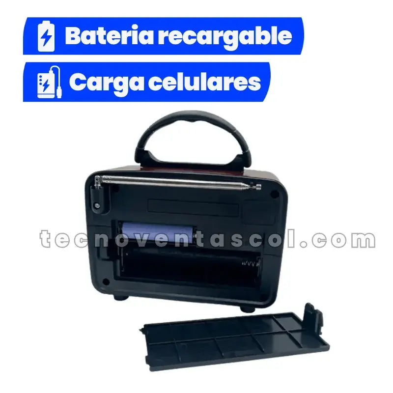 Radio recargable /Power Bank (Carga Celulares) AM/FM/USB/SD/SW/BLUETOOTH (Radio Toscana) + Reloj/Cronometro/Despertador GRATIS