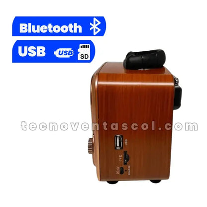 Radio recargable /Power Bank (Carga Celulares) AM/FM/USB/SD/SW/BLUETOOTH (Radio Toscana) + Reloj/Cronometro/Despertador GRATIS