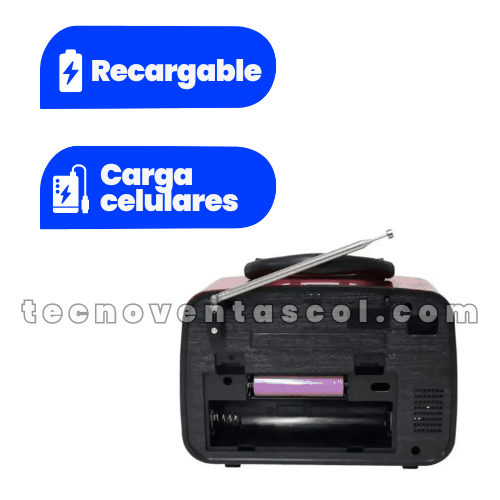 ¡La compañía perfecta! Radio Carga celular, con reflector, AM, FM, SW, USB, Bluetooth recargable + Reloj despertador GRATIS (Radio Francia)