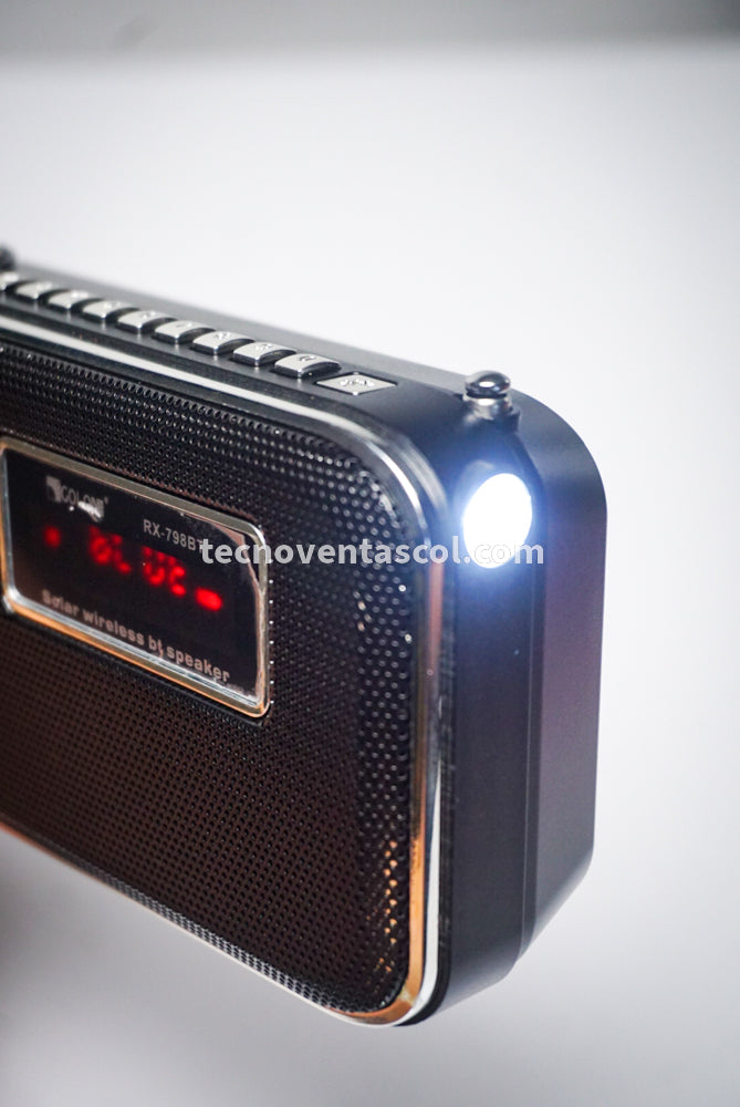 Radio viajero con Power bank, Radio FM, , Bluetooth, USB, SD, AUX, Linterna - Tecnoventas