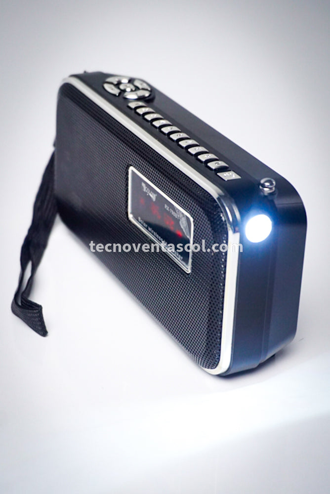 Radio viajero con Power bank, Radio FM, , Bluetooth, USB, SD, AUX, Linterna - Tecnoventas