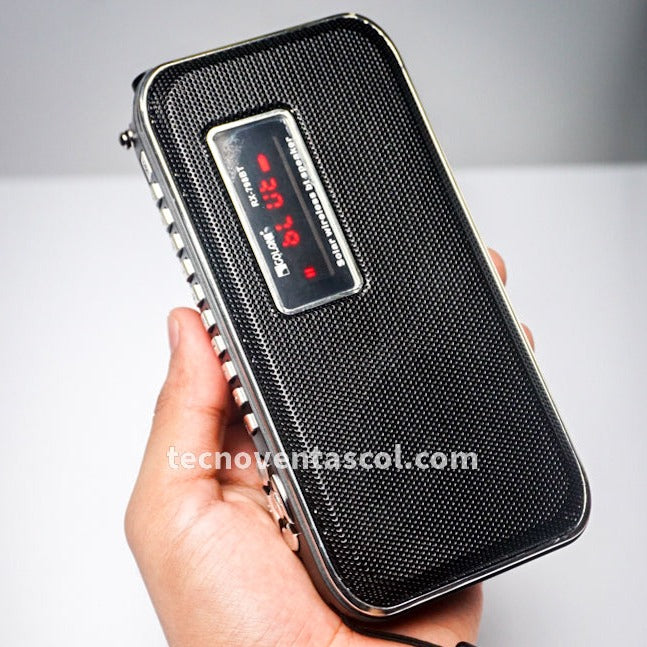 Radio viajero con Power bank, Radio FM, , Bluetooth, USB, SD, AUX, Linterna - Tecnoventas