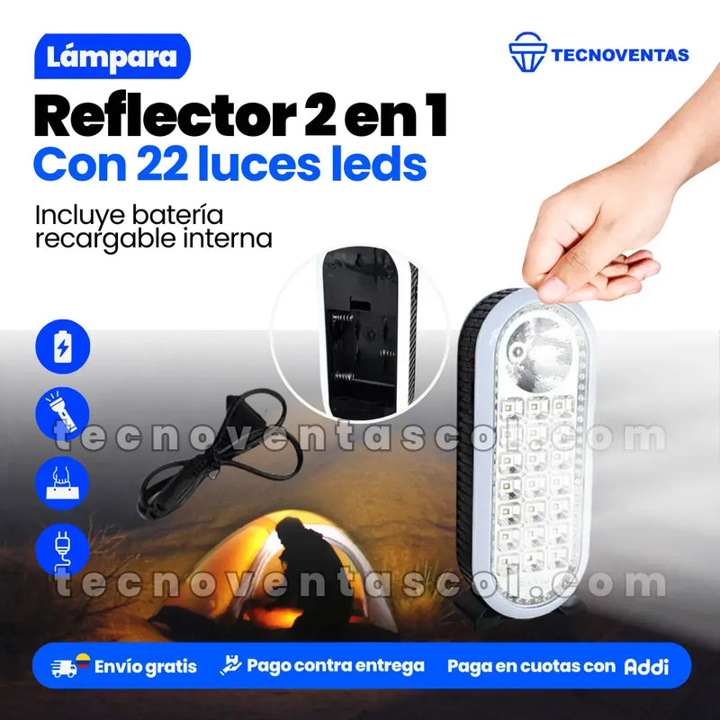 Lámpara Reflectora Recargable Pixar 2 en 1