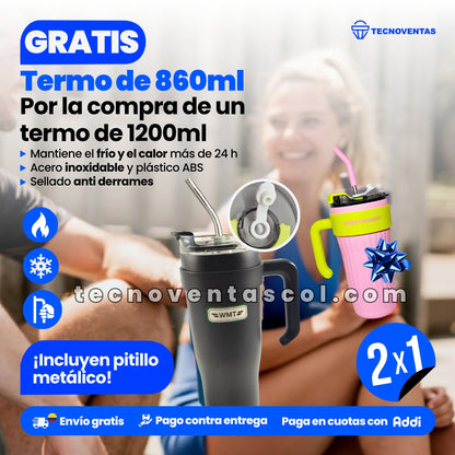 VASO TERMICO  1200mil y 860ml / POR LA COMPRA LLEVA SET DE CUIDADO PERSONAL 6 PIEZAS