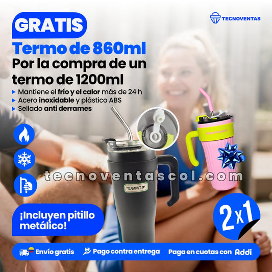 VASO TERMICO  1200mil y 860ml / POR LA COMPRA LLEVA SET DE CUIDADO PERSONAL 6 PIEZAS