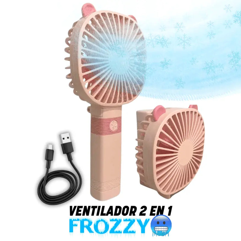 Ventilador de mano Frozzy🥶 2 en 1 recargable ¡Olvídate del calor!🥵🔥