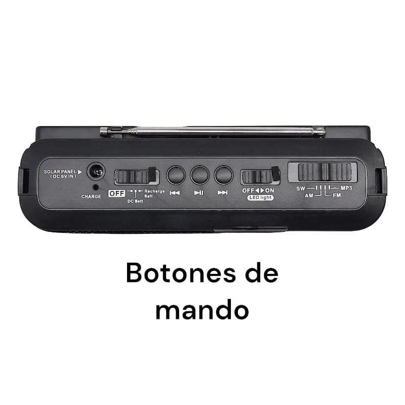 ☀️Radio solar Premium Sonivox portátil con control remoto, entrada Karaoke,  carga celulares, Reflector /AM/FM/SW/ USB/MP3/Bluetooth/ audífonos