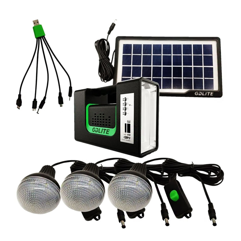 Combo solar 10 en 1 Super Power,  reflector LED, carga celulares, panel solar, bluetooth, USB, SD, Radio FM,  bombillo